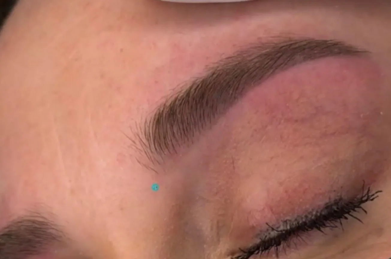 Close-up of a healed permanent makeup brow at KRIDO Wellness