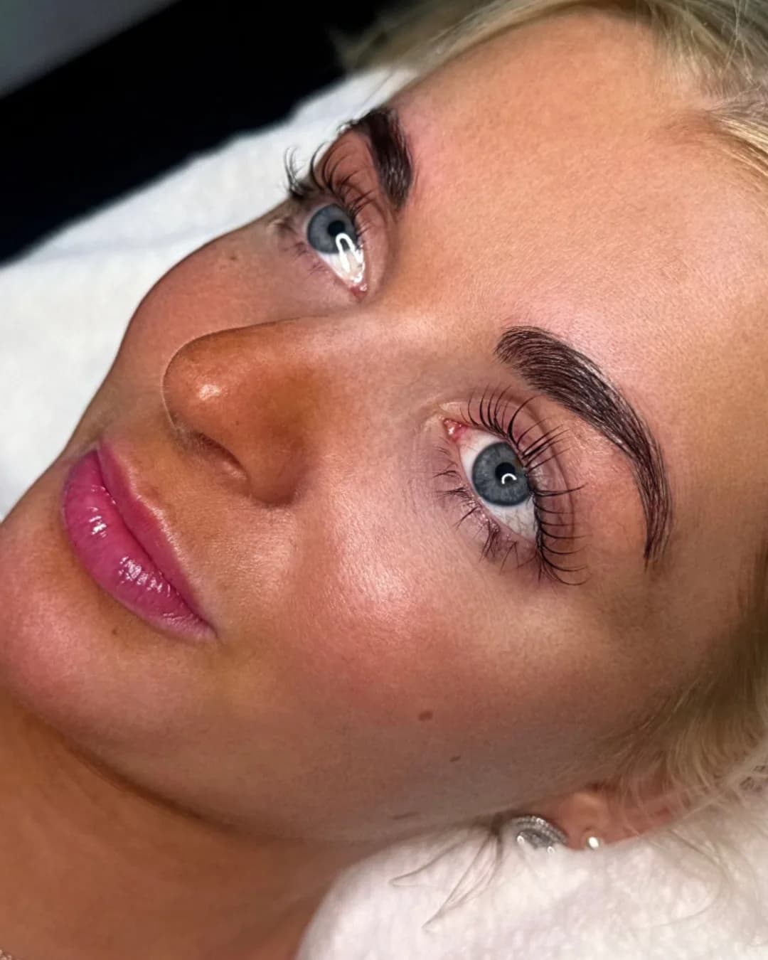 Client with laminated brows and lifted lashes at KRIDO Wellness