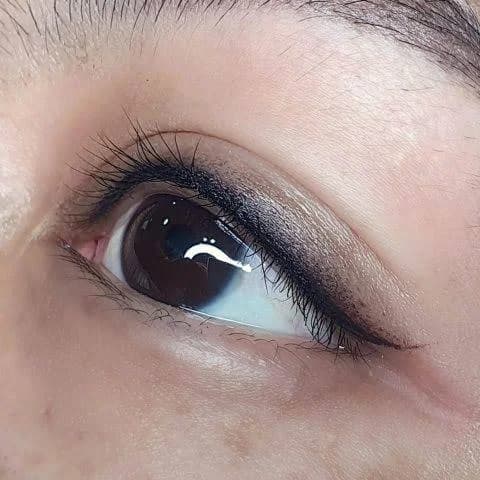 Healed winged permanent eyeliner close-up