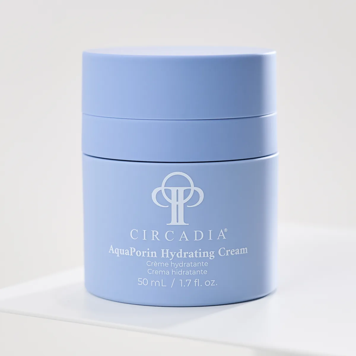 AquaPorin Hydrating Cream by Circadia, on a white pedestal