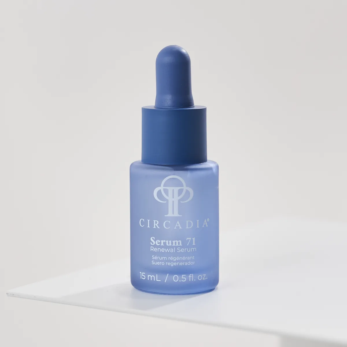 Serum 71 by Circadia, on a white pedestal