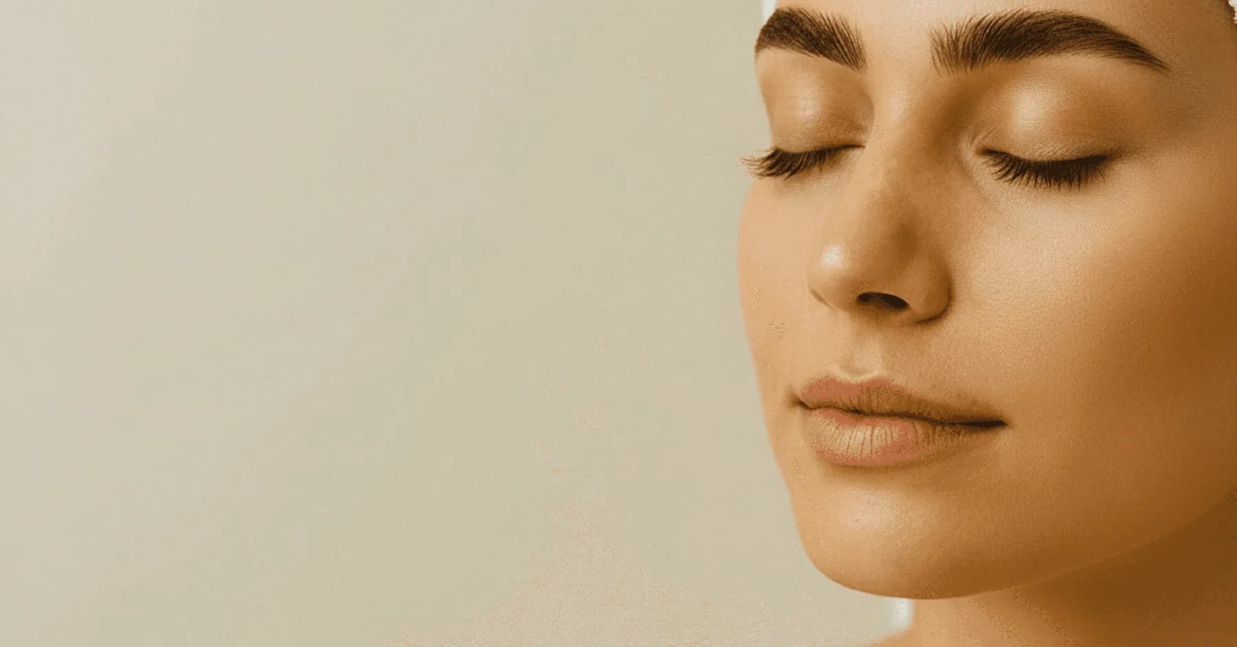 Close-up of a woman with defined brows and lashes at KRIDO Wellness